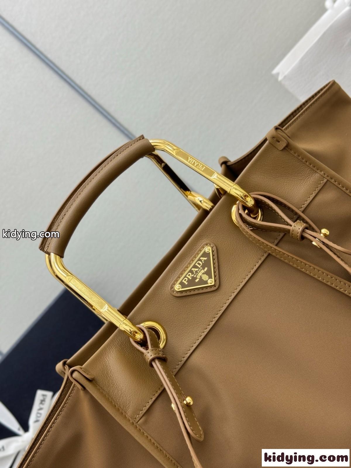 洗練された ミディアム Re-Nylon×レザー トートバッグ プラダ バッグ スーパーコピー 1BG578-1