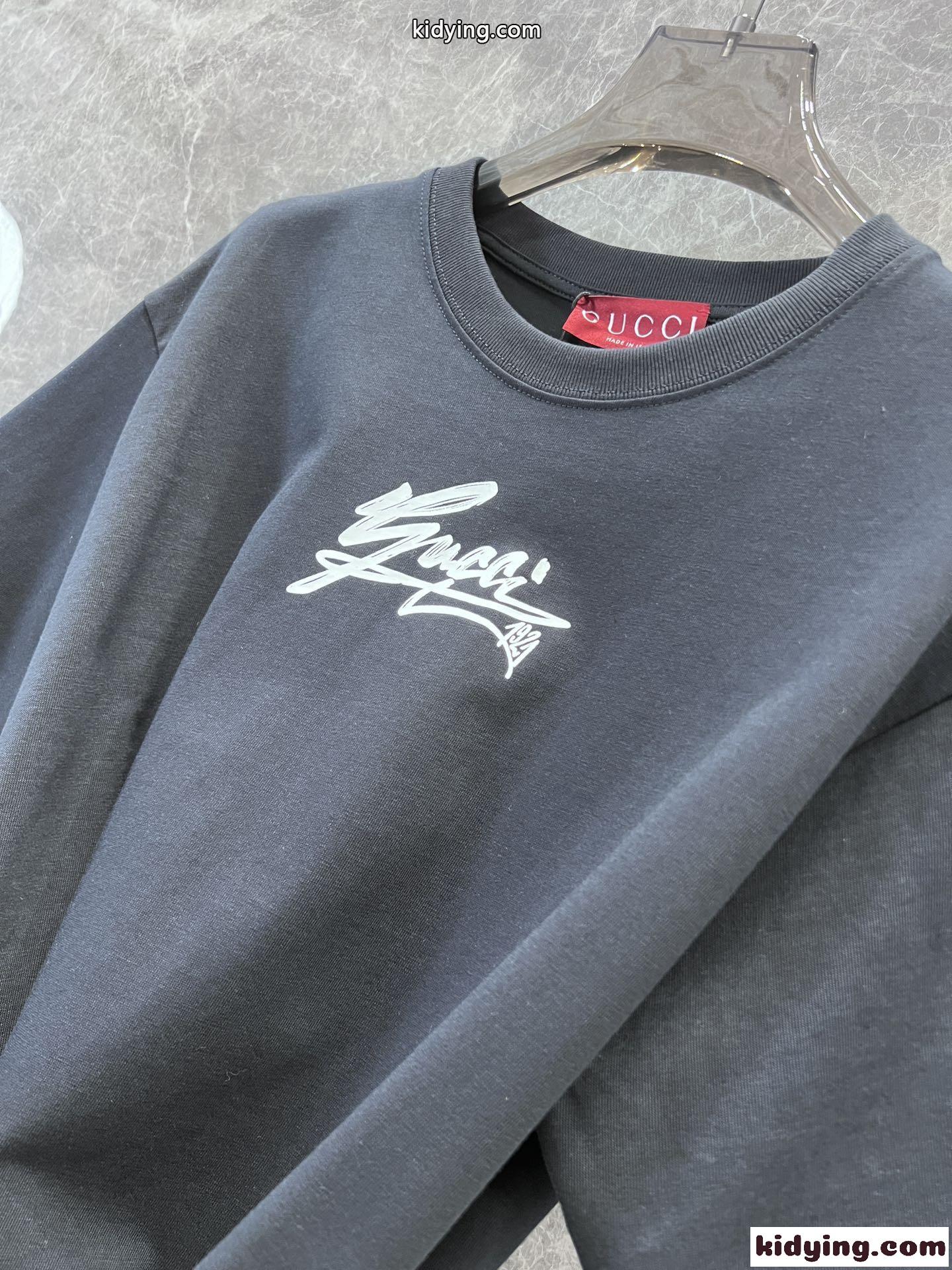 ロゴ刺繍 コットン 半袖Tシャツ グッチ Tシャツ コピー ブラック-2