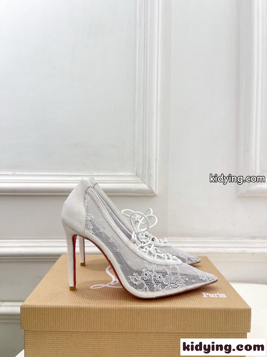 エレガント KM Lace ハイヒール クリスチャン・ルブタン パンプス スーパーコピー ホワイト-1