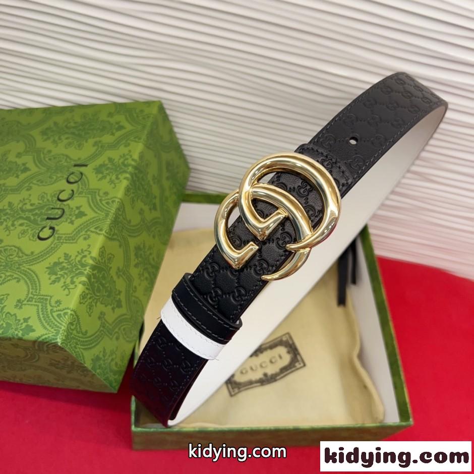 人気 エレガント グッチ ダブルG リバーシブル ベルト スーパーコピー ブラック-2