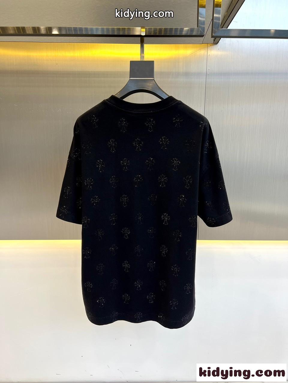 クロムハーツ Tシャツ 偽物 カジュアル ストリート クルーネック 半袖Tシャツ-3