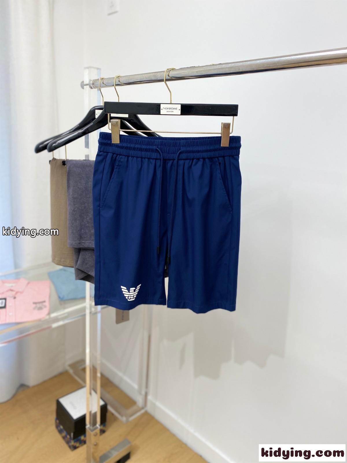 メンズ 春夏 ショートパンツ アルマーニ カジュアルパンツ コピー ロゴ入り ブルー-0