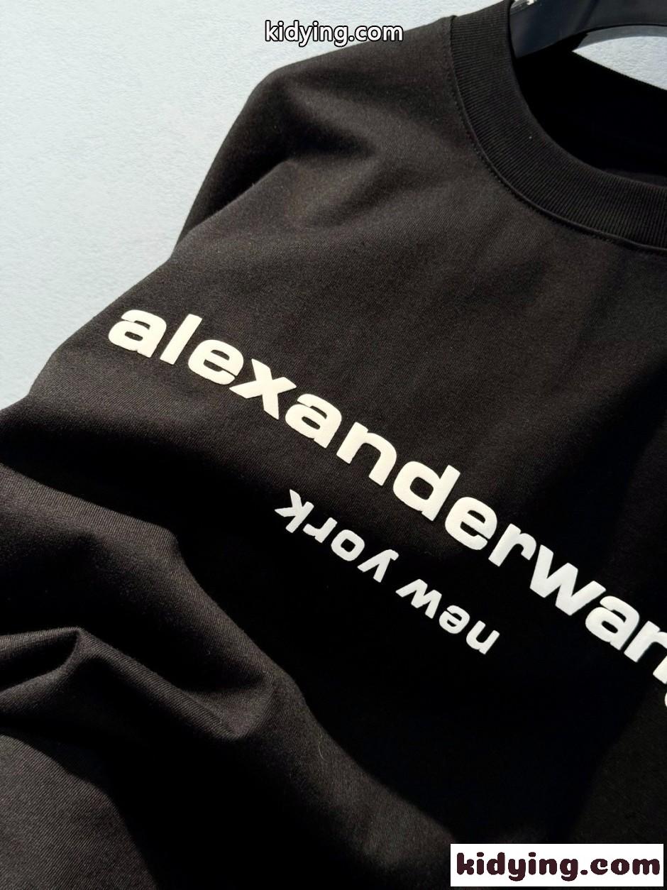 ユニセックス ロゴ 半袖Tシャツ アレキサンダーワング Tシャツ 偽物 ブラック-2
