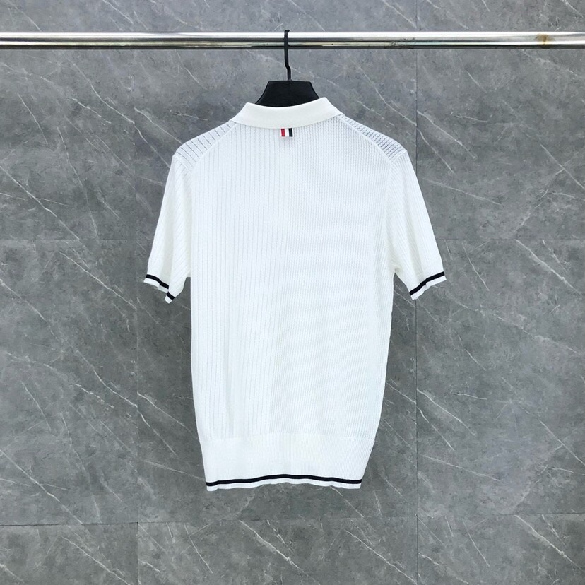 洗練された カジュアル 半袖 トムブラウン Tシャツ 偽物 ニットポロシャツ-4