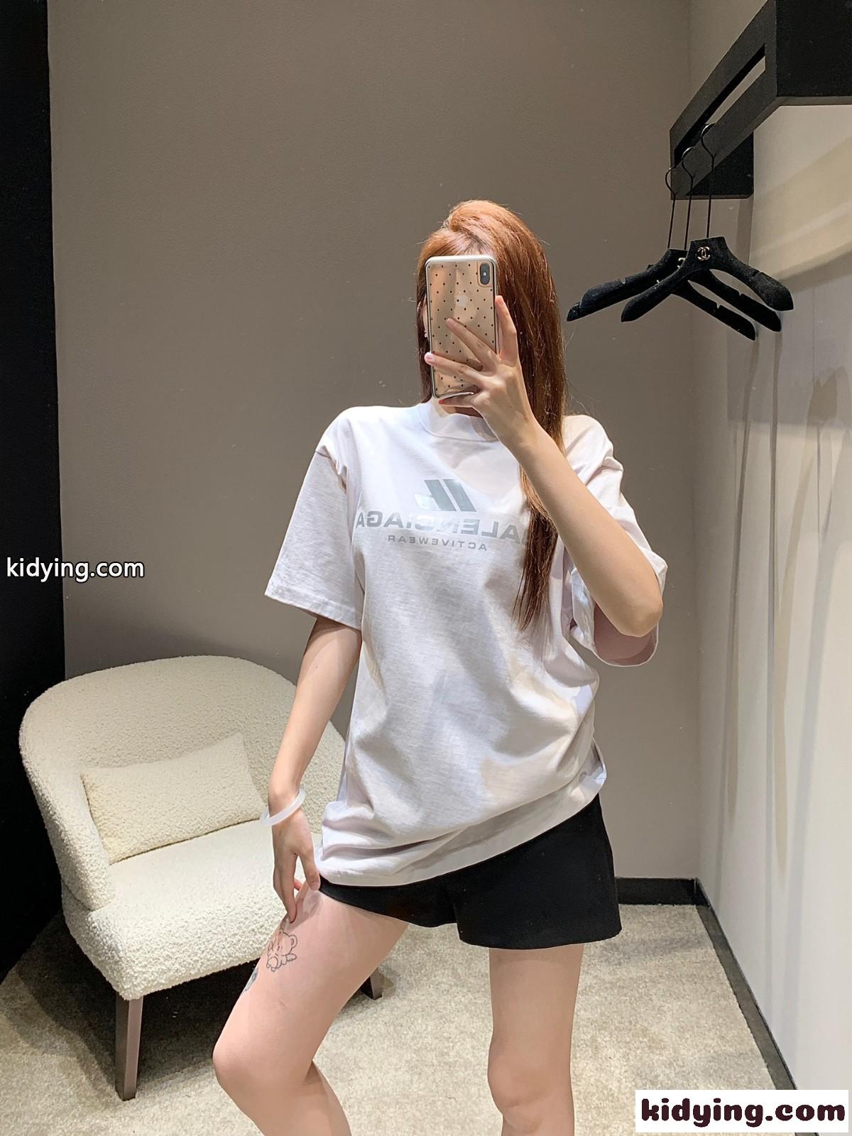 バレンシアガ 半袖Tシャツ コピー カジュアル 人気 ロゴ コットン Tシャツ ユニセックス-4