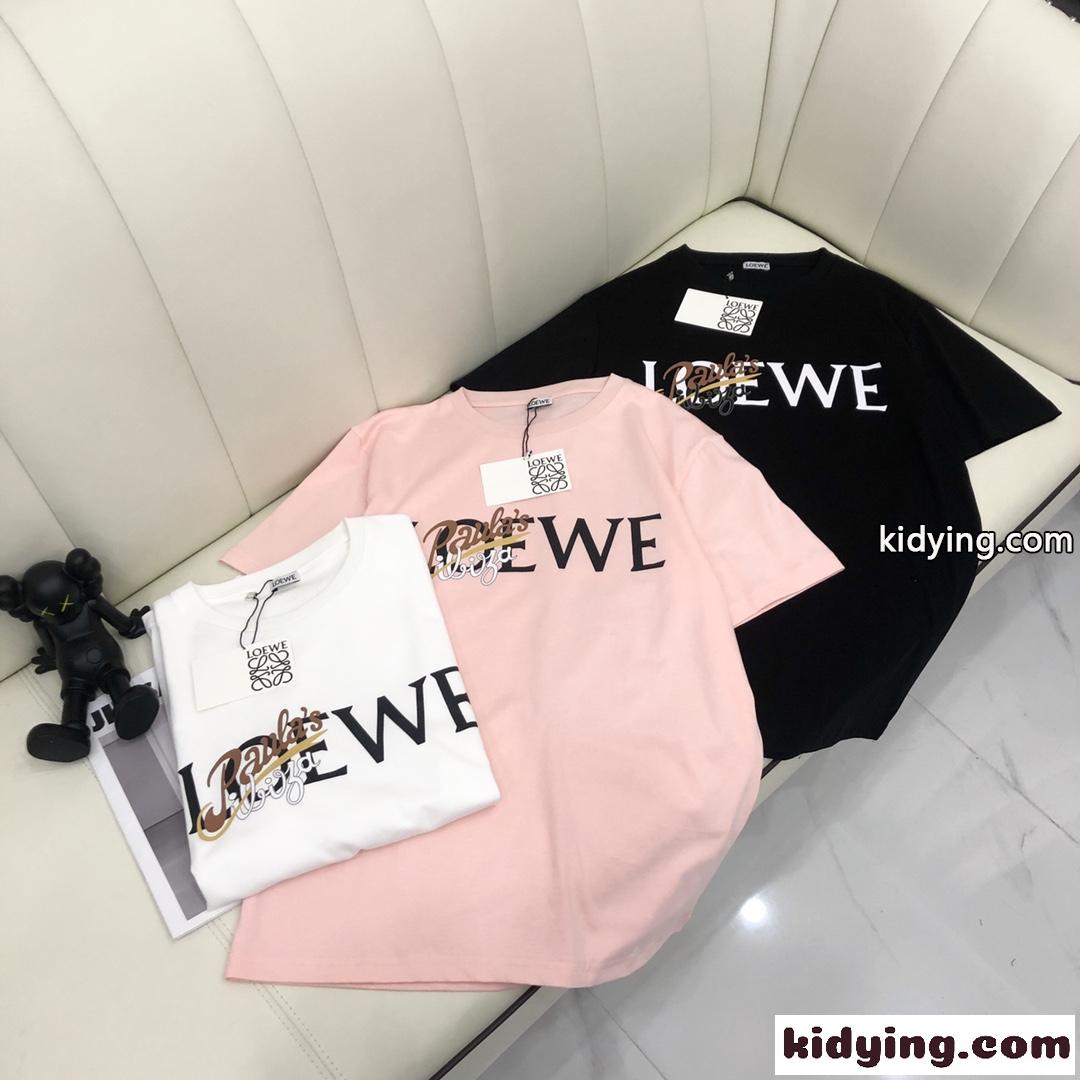 ファッション ロゴプリント クールネック カジュアル 柔らかい 快適 ロエベ Tシャツ メンズ コピー 半袖 人気-3
