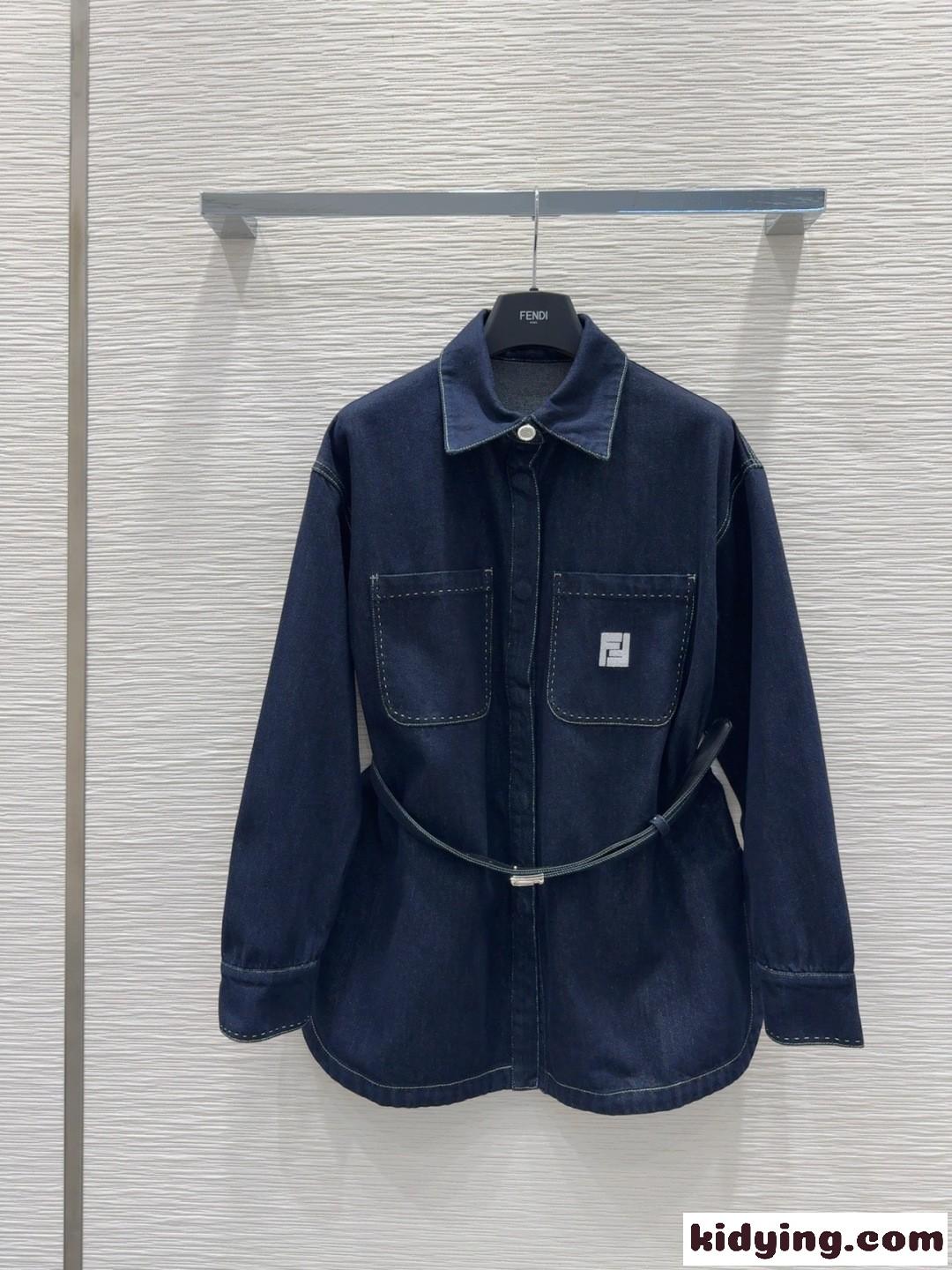フェンディ シャツ コピー ベルト付き デニムシャツ レディース トップス-0