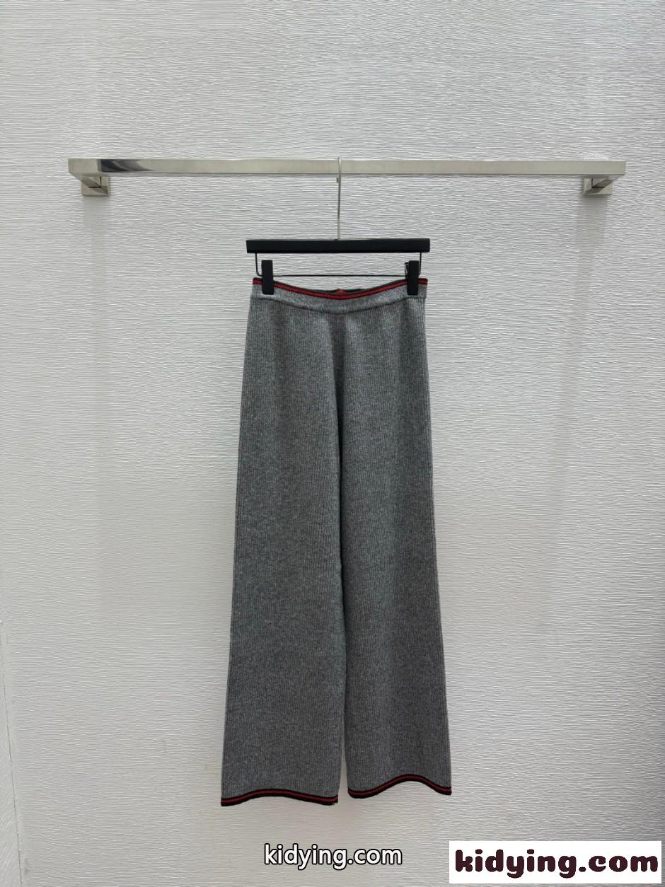 シンプル 合わせやすい グッチ パンツ コピー ウール混 リブニット ロングパンツ-1