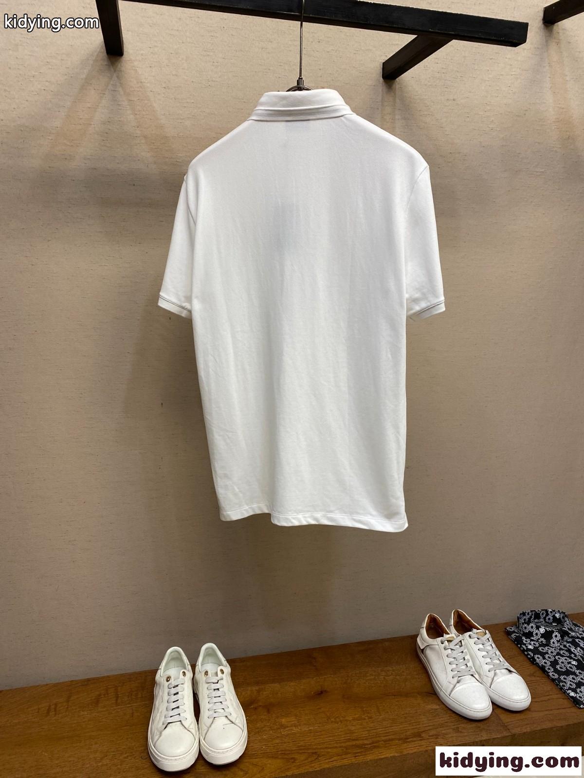 洗練された コットン ポロシャツ アルマーニ Tシャツ 偽物 ホワイト-2
