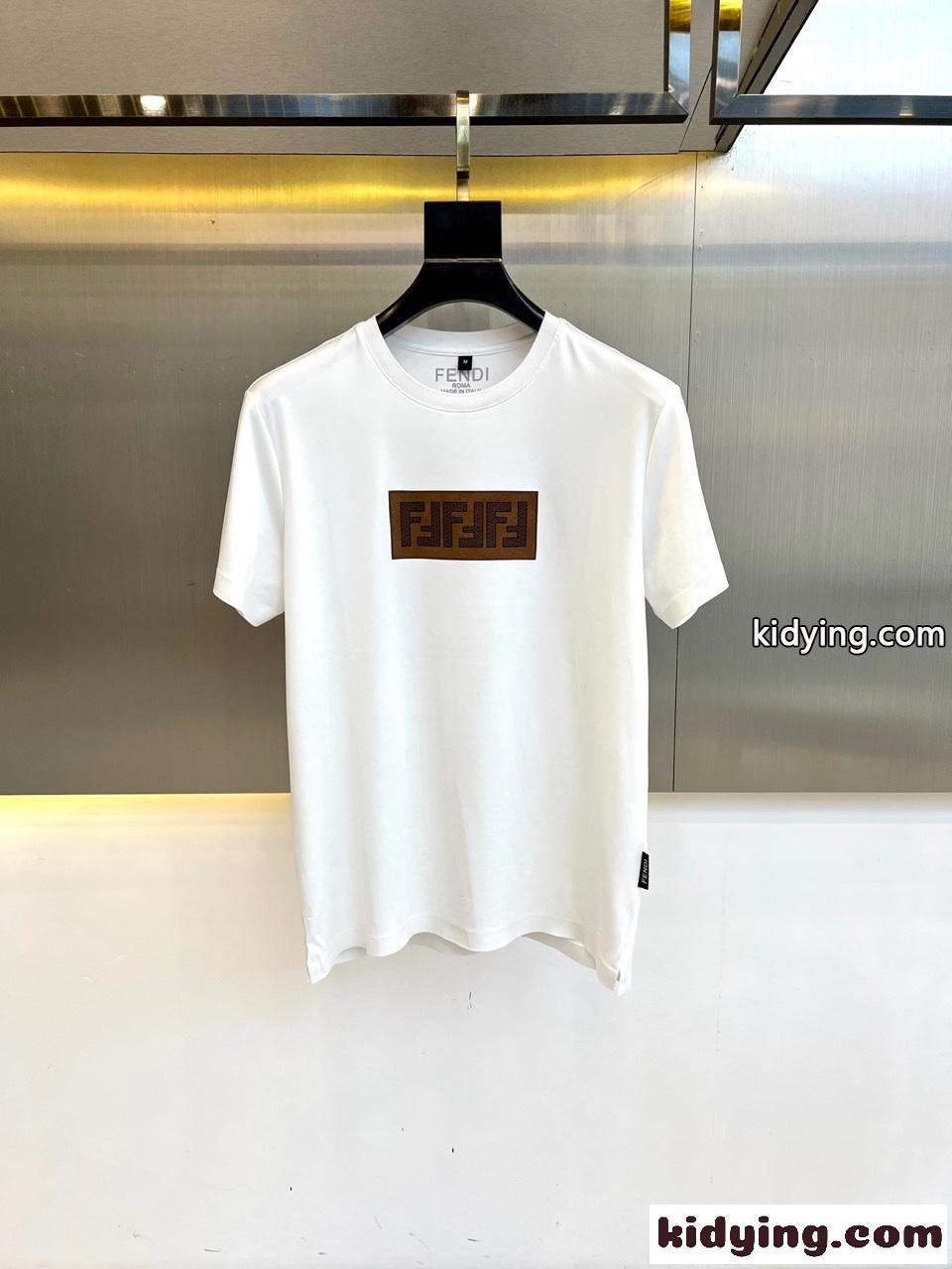 ベーシック ロゴ コットン 半袖Tシャツ フェンディ Tシャツ 偽物 ホワイト-1