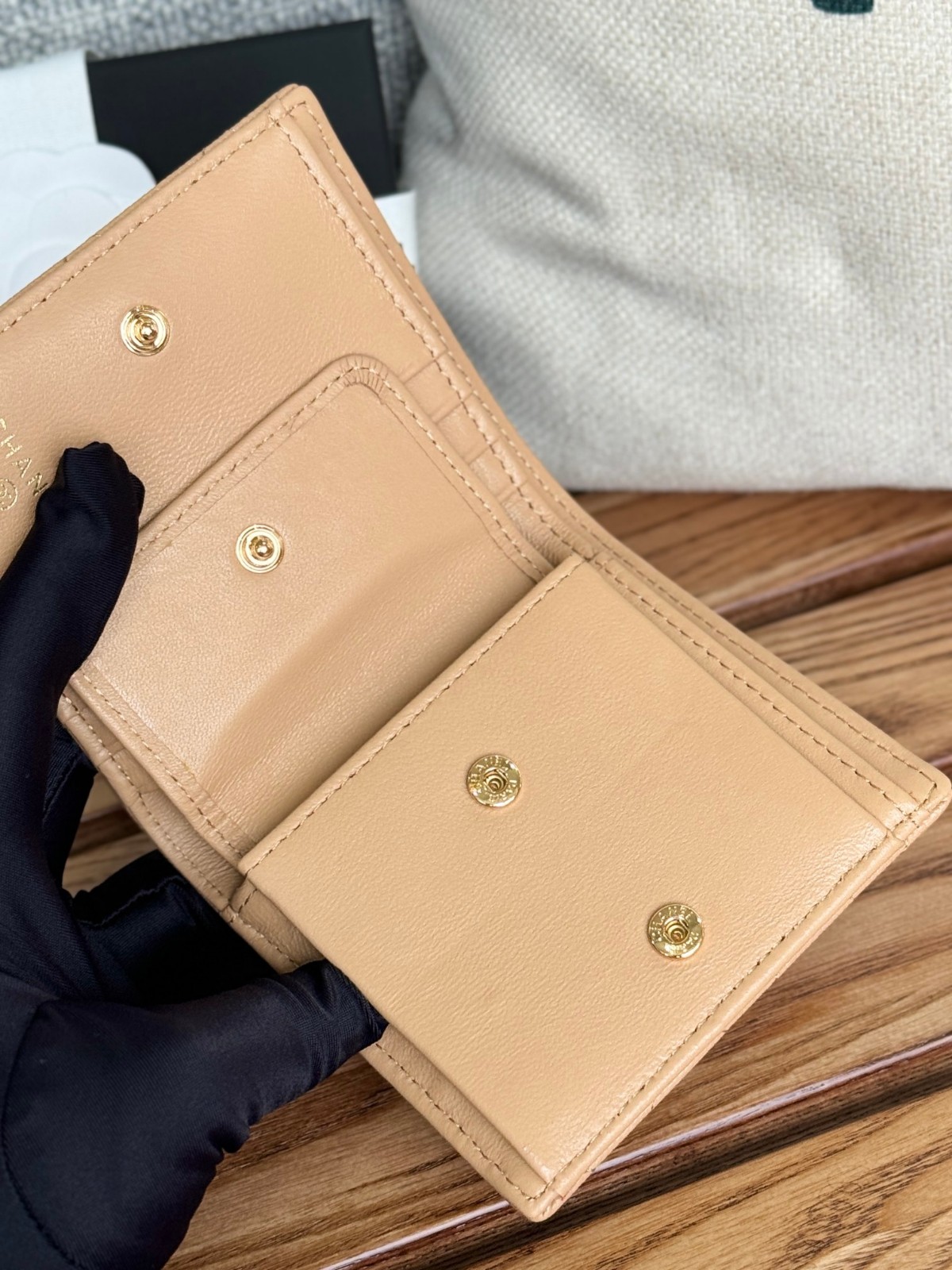 キルティング CCロゴ シャネル 財布 スーパーコピー 2つ折り財布 カーキ-4