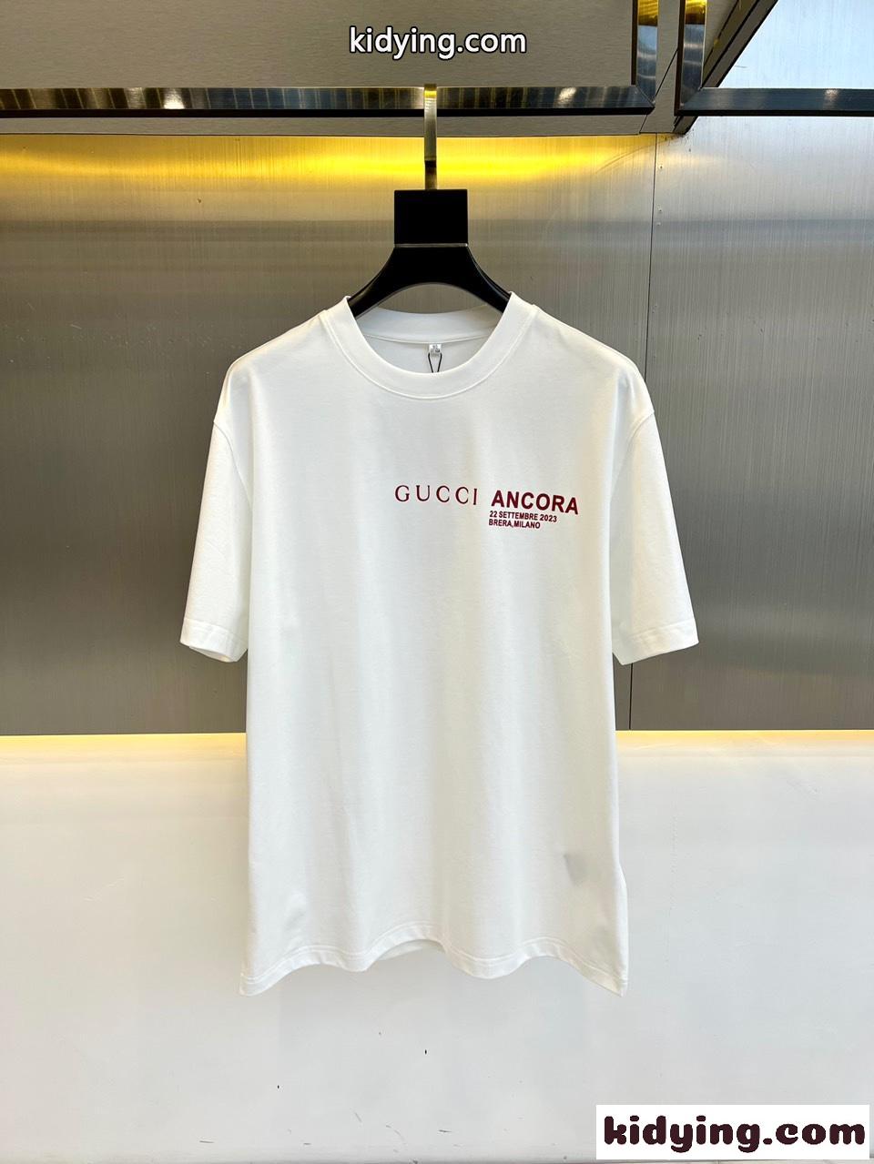 ベーシック プリント クルーネック グッチ Tシャツ コピー コットン ホワイト-0