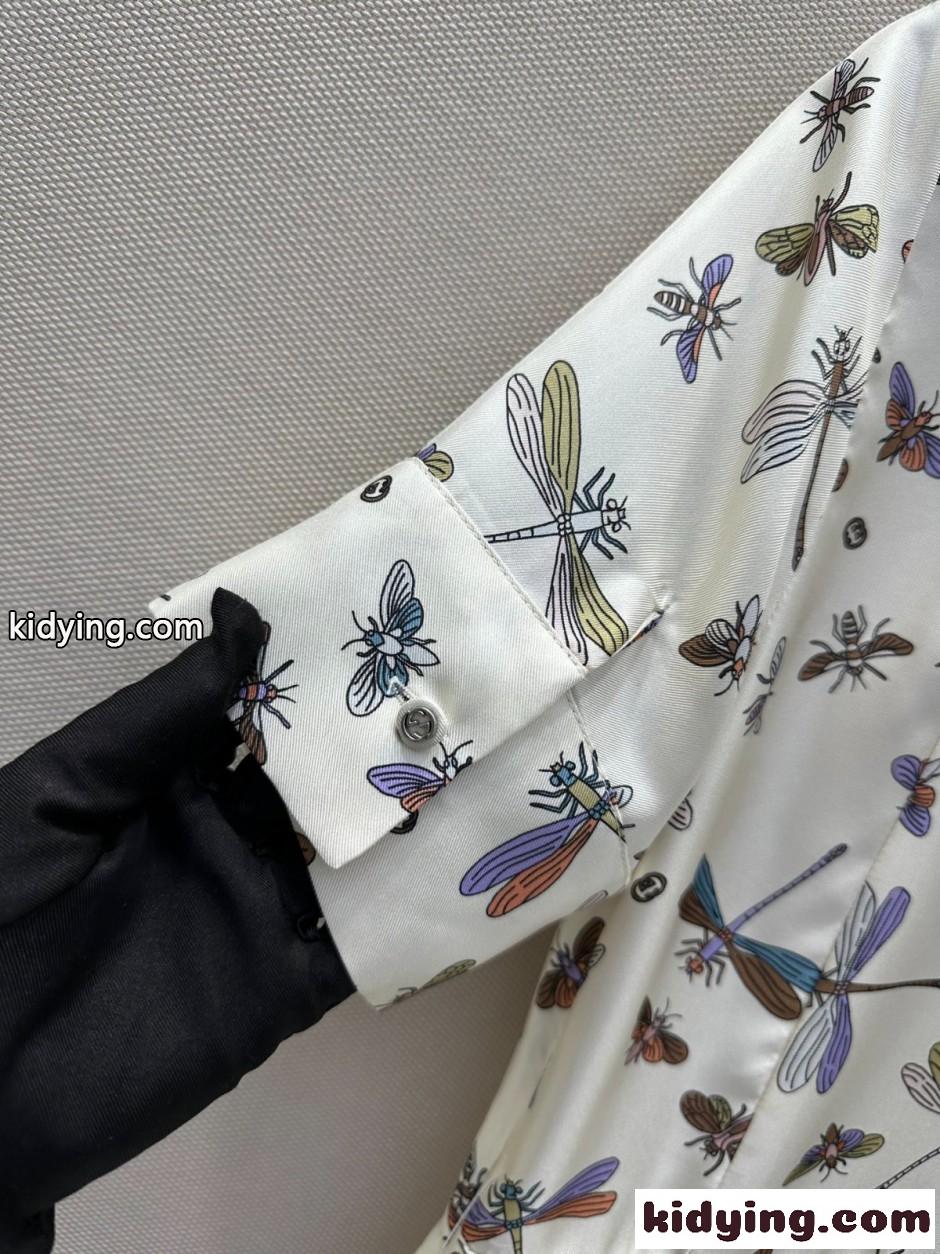 プリント シルクツイル ドレス グッチ ワンピース 偽物 半袖-4
