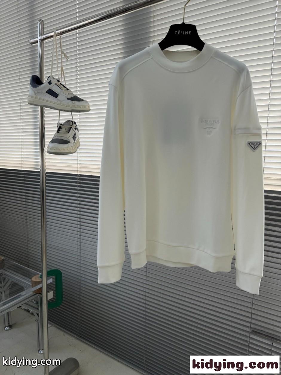 シンプル カジュアル スウェットシャツ プラダ Tシャツ 偽物 ホワイト-2