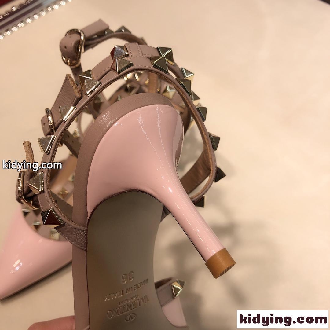 大人気 ロックスタッズ ストラップパンプス ヴァレンティノ パンプス スーパーコピー ピンク-3