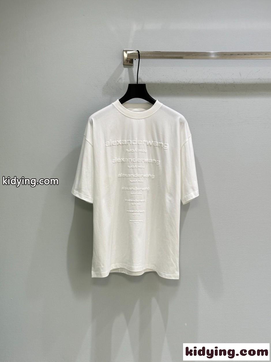 ユニセックス エンボスロゴ 半袖Tシャツ アレキサンダーワング Tシャツ コピー ホワイト-1