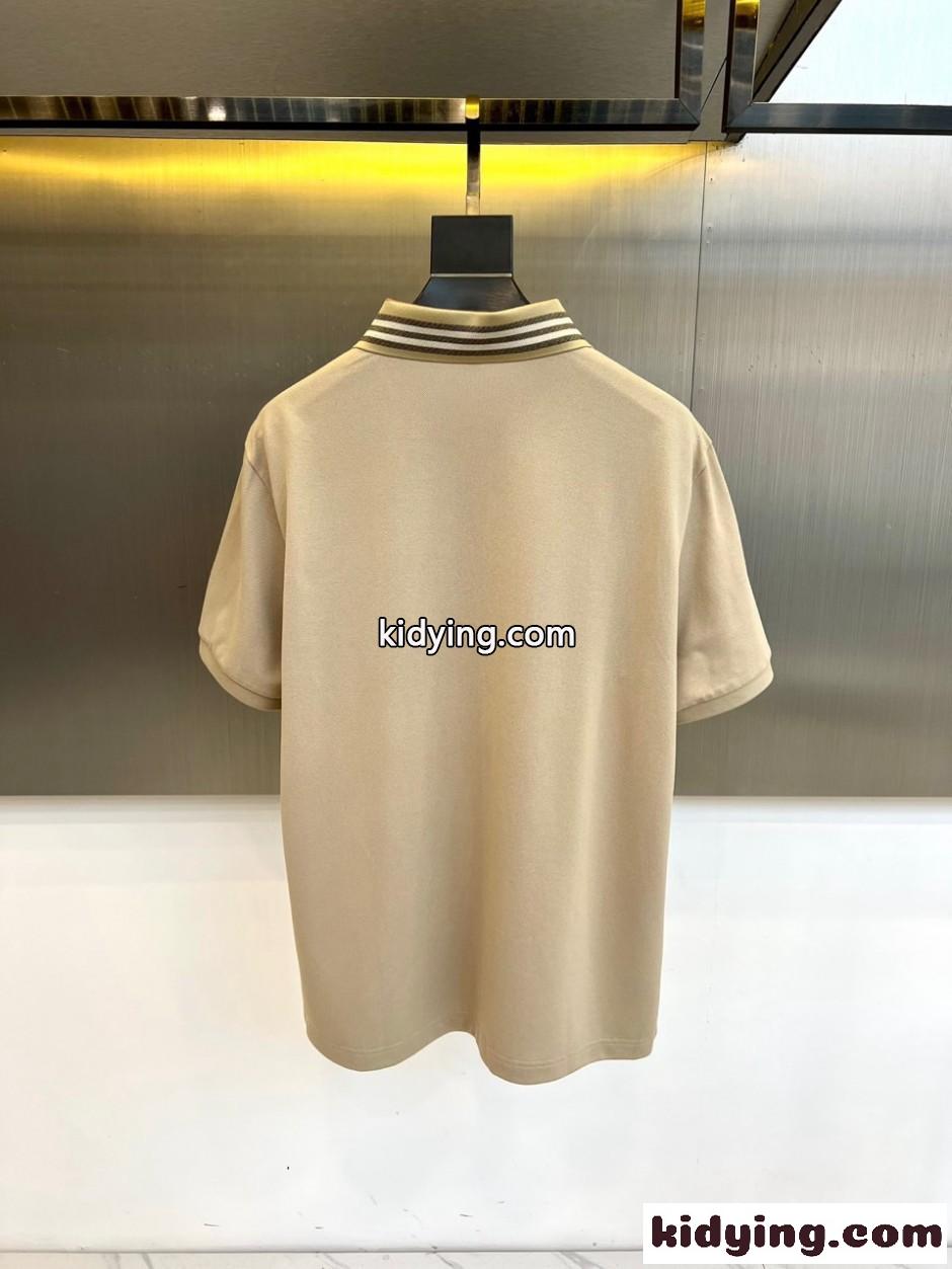 バーバリー Tシャツ 偽物 EKD コットンピケ 半袖 ポロシャツ ベージュ-3