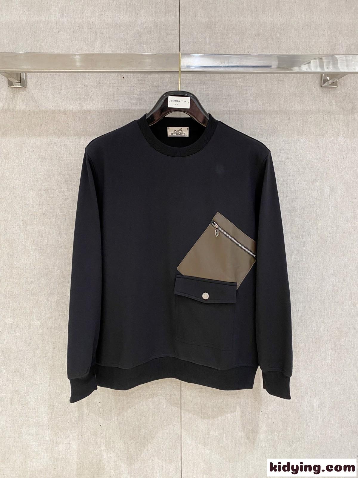 スタイリッシュ スウェットシャツ エルメス Tシャツ 偽物 プルオーバー ブラック-0