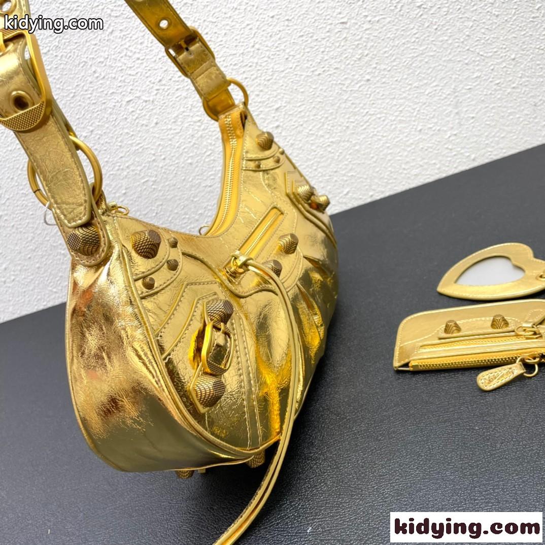 定番 人気 LE CAGOLE バレンシアガ バック コピー レザー ショルダーバッグ ゴールド-0