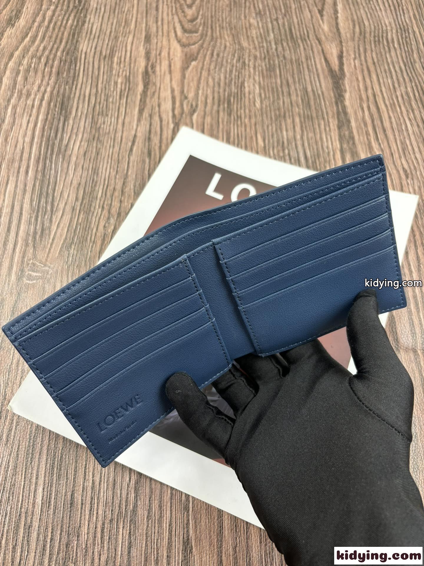 定番 人気 2つ折り財布 ロエベ 財布 コピー コンパクト ウォレット ブルー-3