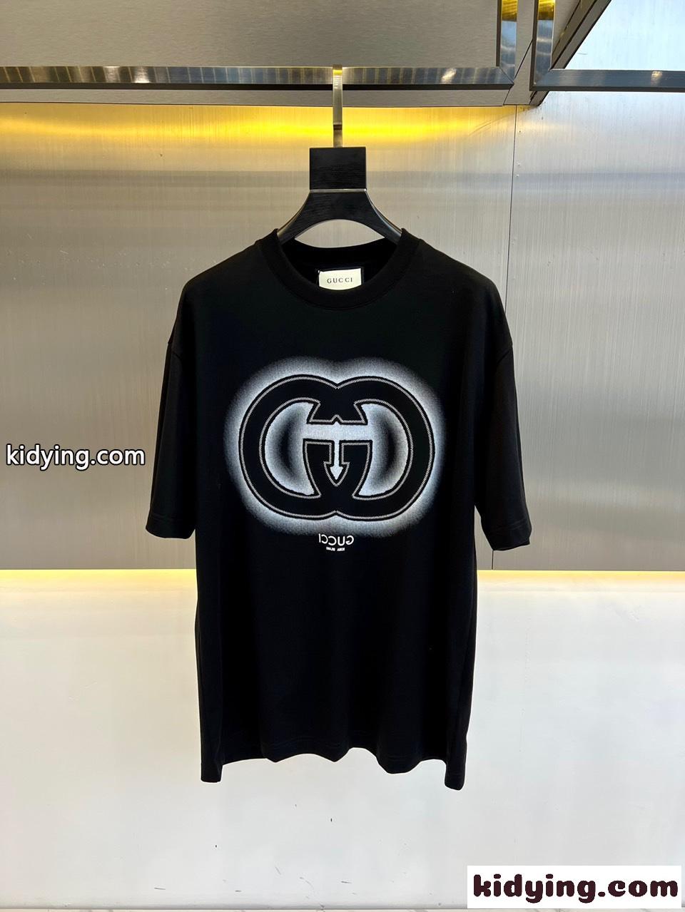 定番 カジュアル コットンジャージー 半袖Tシャツ グッチ Tシャツ コピー ブラック-0