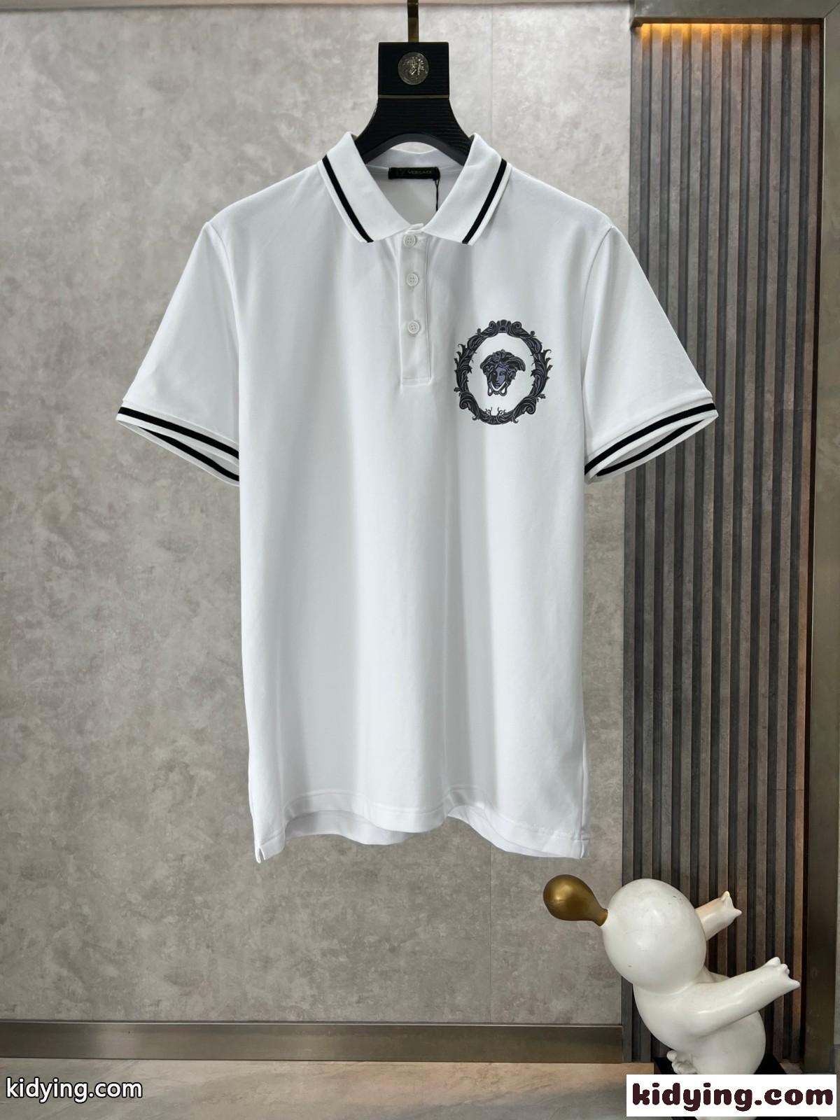 ヴェルサーチェ Tシャツ スーパーコピー コットンピケ ポロシャツ ホワイト-0