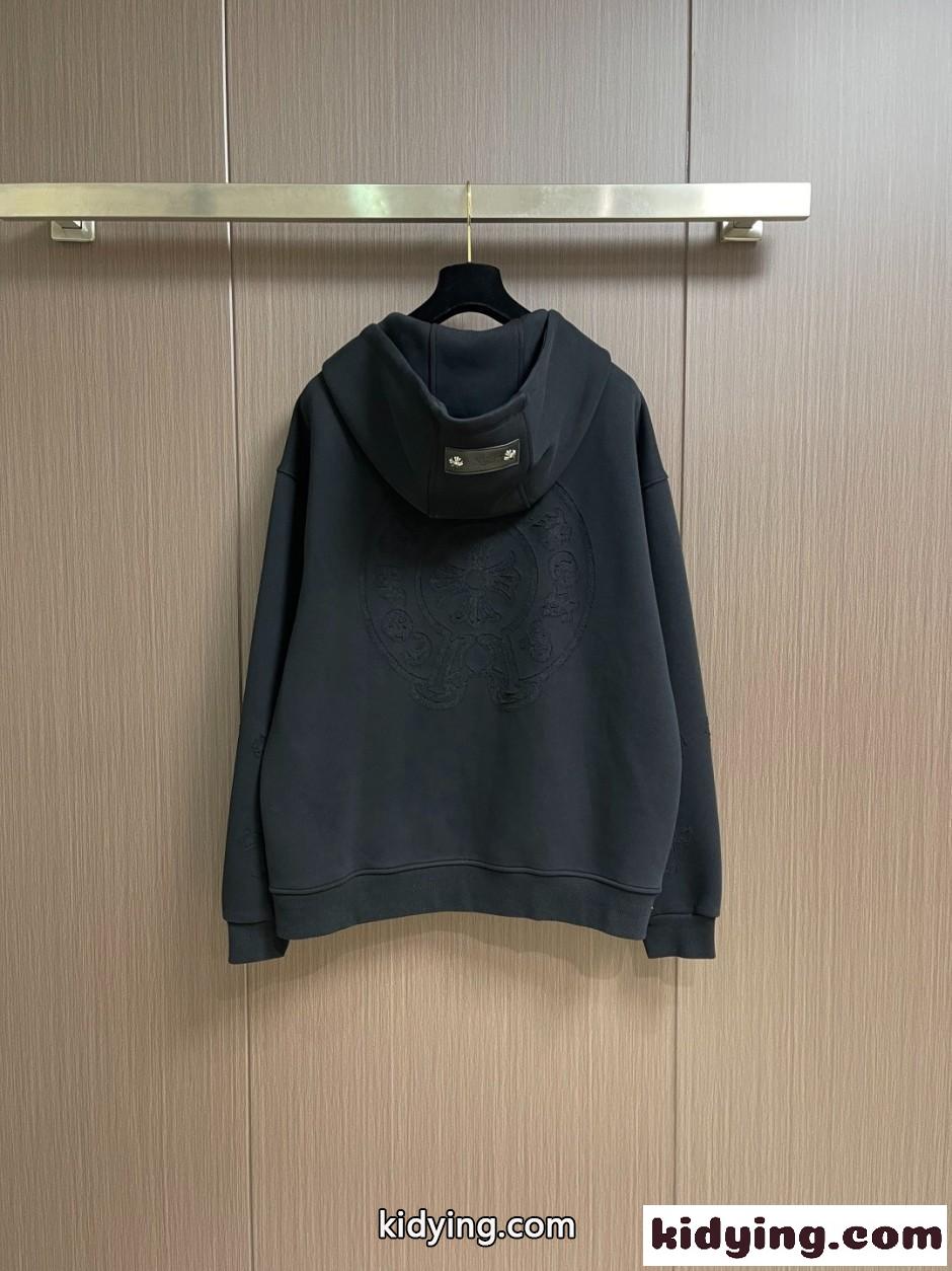 カジュアル ストリート ジップアップパーカー クロムハーツ パーカー 偽物 ブラック-0