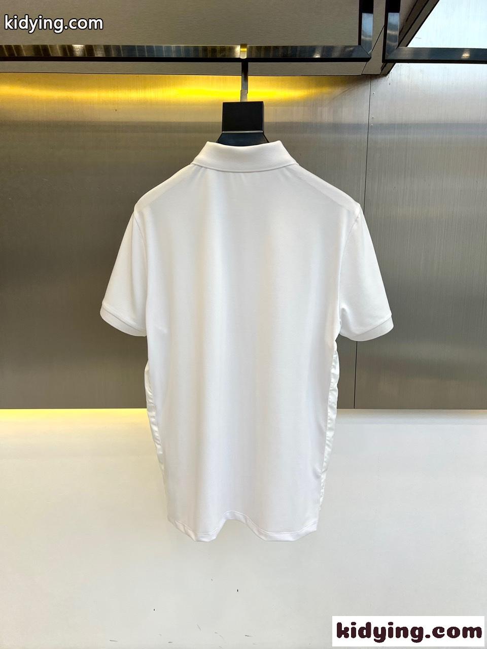 シンプル コットンピケ ポロシャツ プラダ Tシャツ コピー ホワイト-4