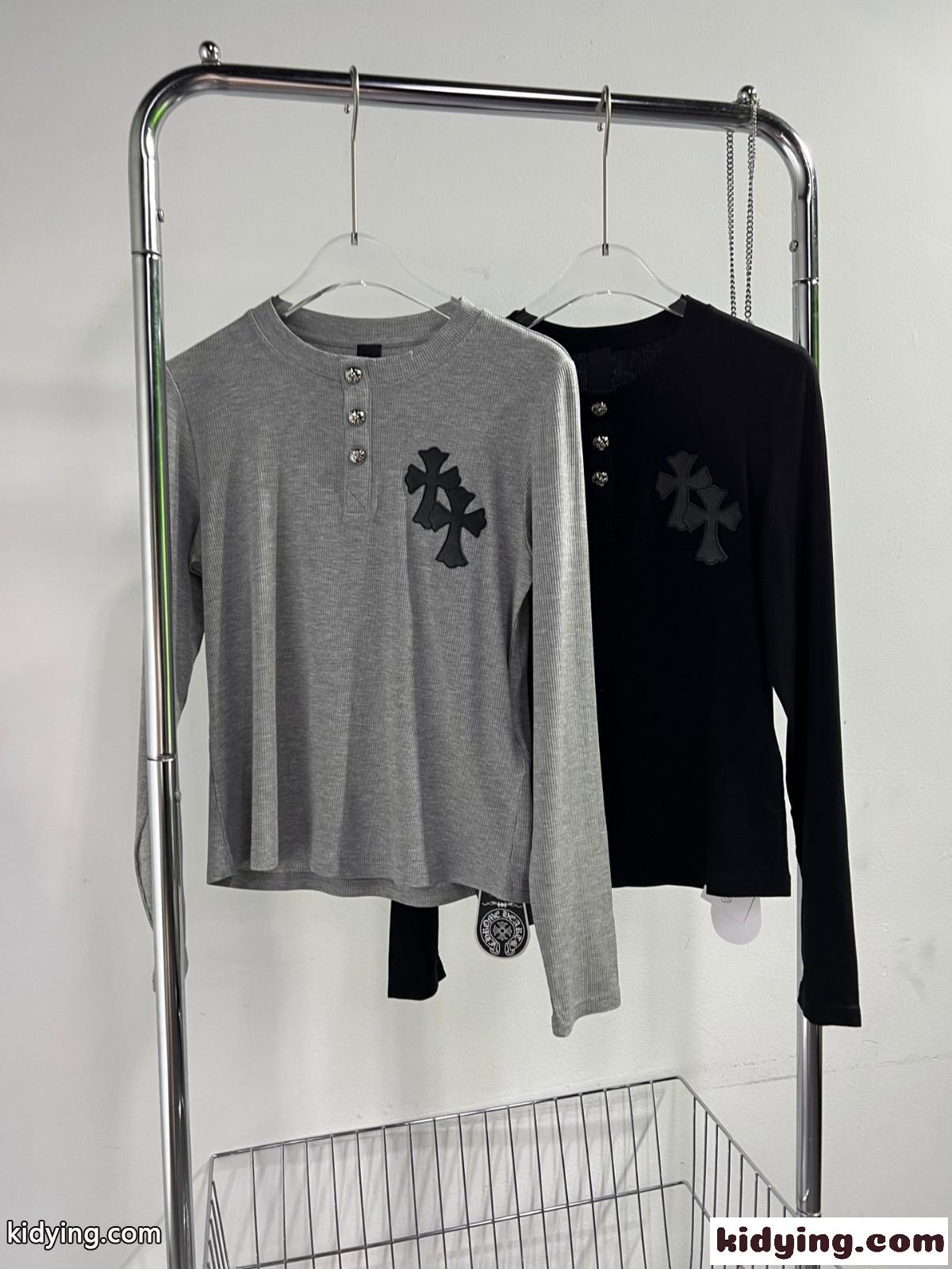 おしゃれ カジュアル ストレッチ コットン クロムハーツ Tシャツ コピー 長袖 クロスパッチ ロゴ-0
