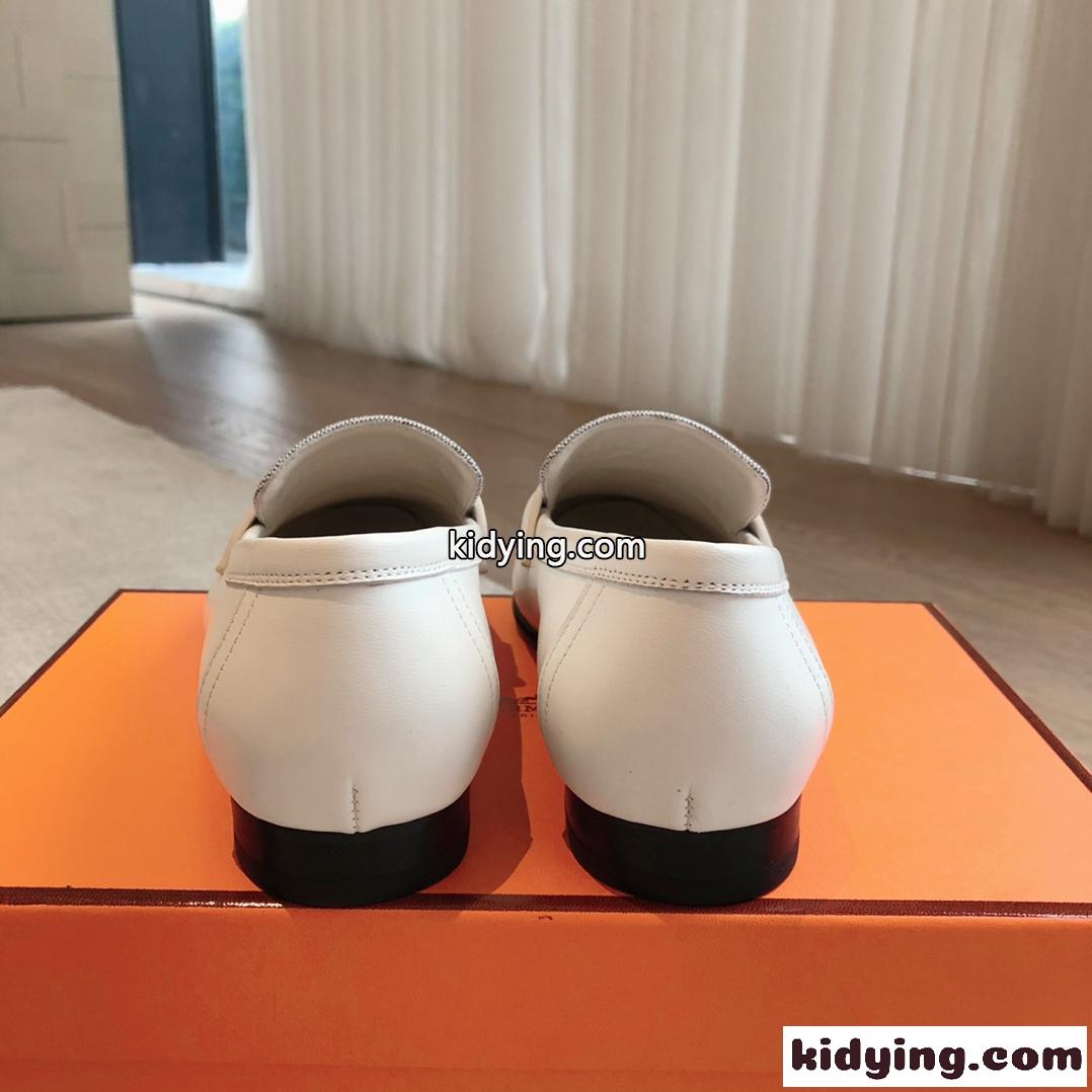 好感度たっぷり♪エルメス HERMES モカシン PARIS トワルH スーパーコピー ホワイト-3