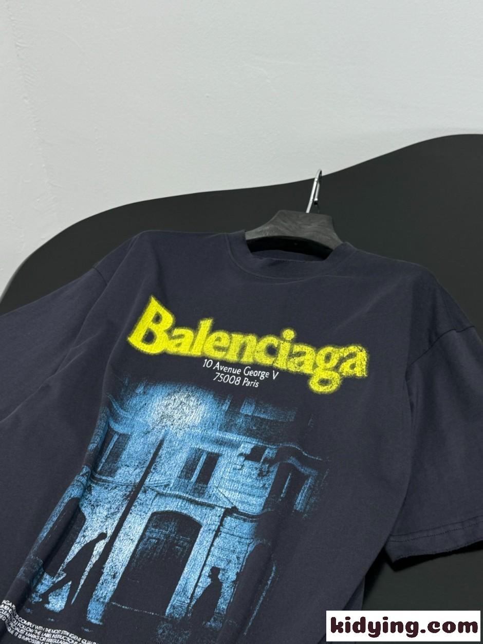 ユニセックス プリント クルーネック 半袖Tシャツ バレンシアガ Tシャツ 偽物-2