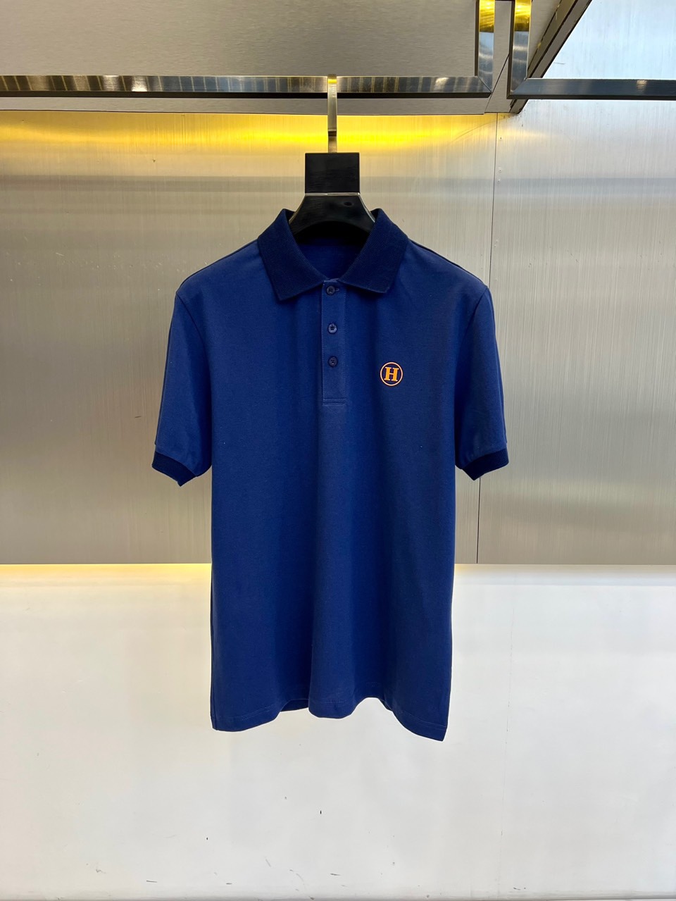 洗練された コットン ポロシャツ エルメス Tシャツ 偽物 半袖トップス ブルー-0