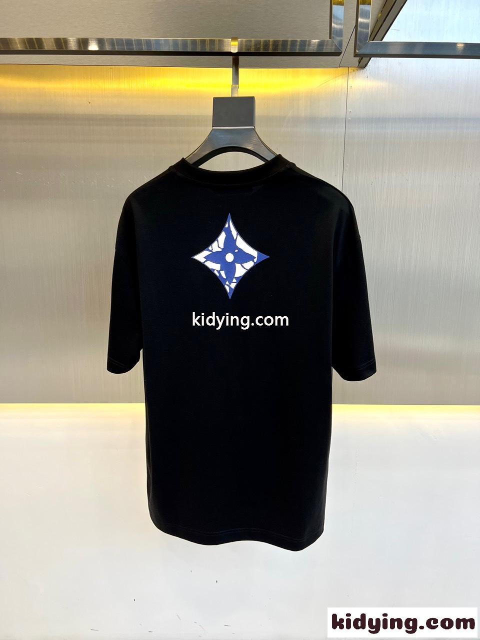 ショートスリーブコットンクルーネック ルイ・ヴィトン Tシャツ コピー ブラック-4