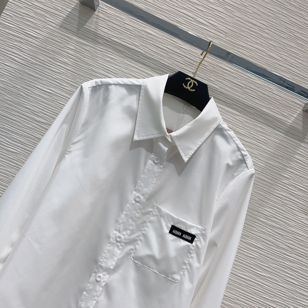洗練された クラシック ロゴ ロングスリーブシャツ ミュウミュウ シャツ コピー-2