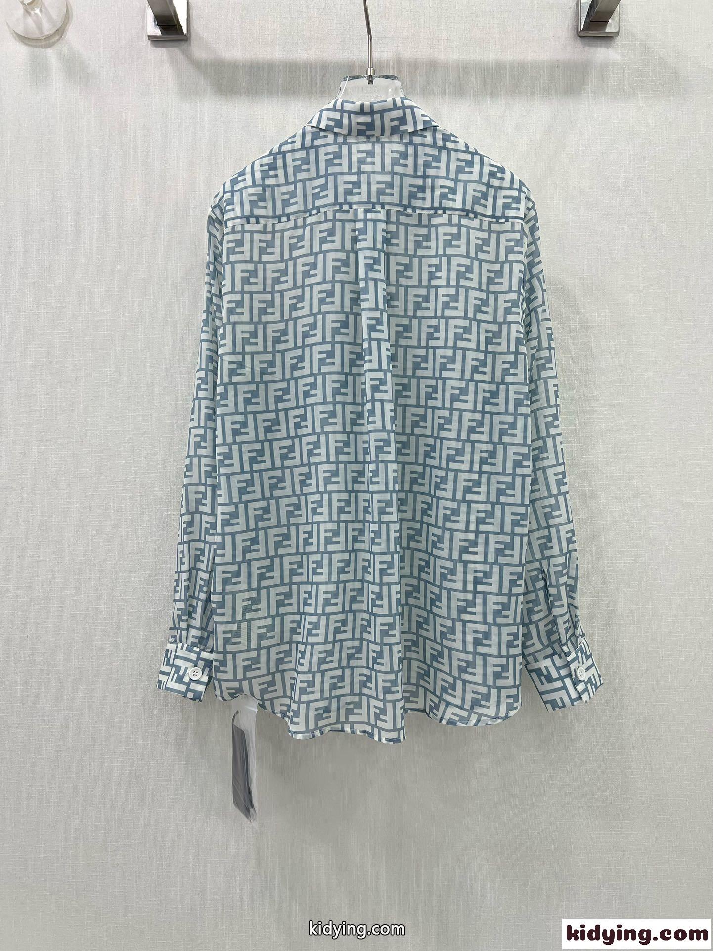 フェンディ シャツ コピー 軽量 薄手 総柄 プリント ロングスリーブ-4