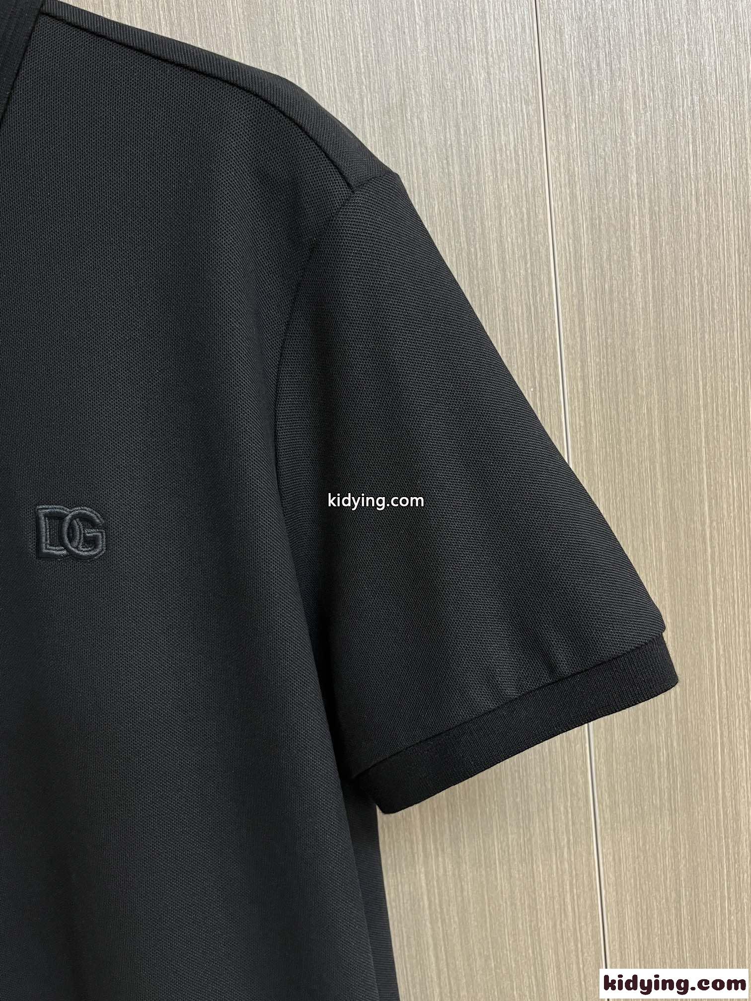 ドルチェ&ガッバーナ 半袖Tシャツ コピー カジュアル 定番 コットンピケ ポロシャツ ブラック-3