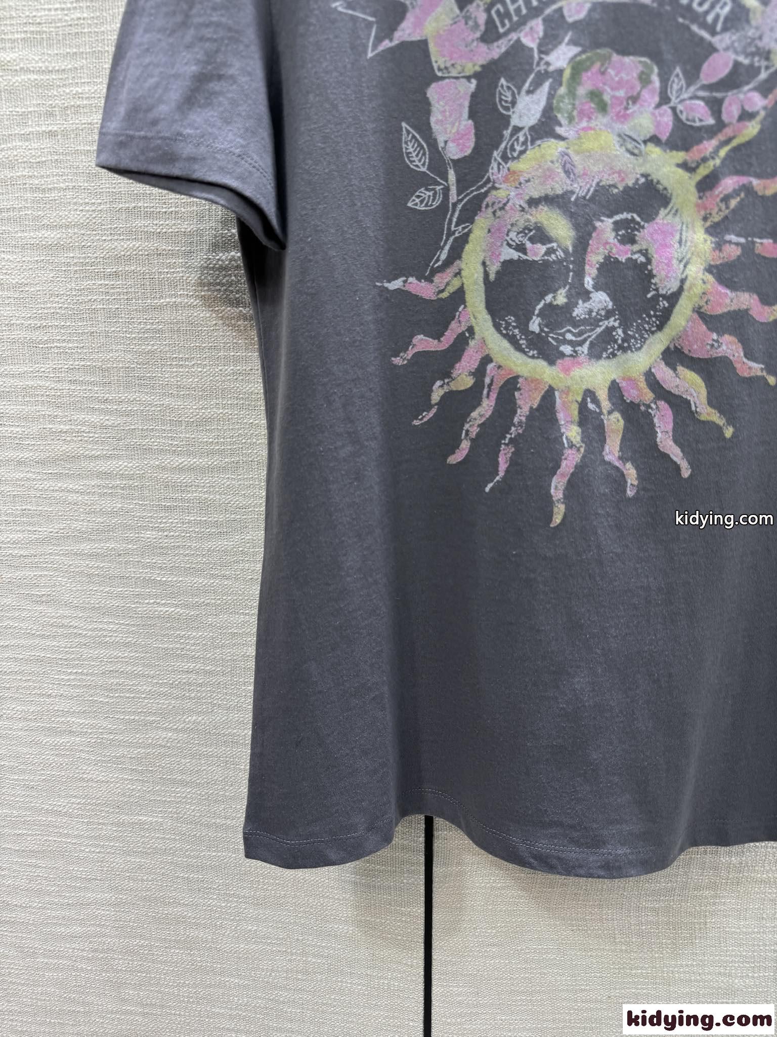 人気 コットン 半袖Tシャツ クリスチャン・ディオール Tシャツ コピー グレー-2
