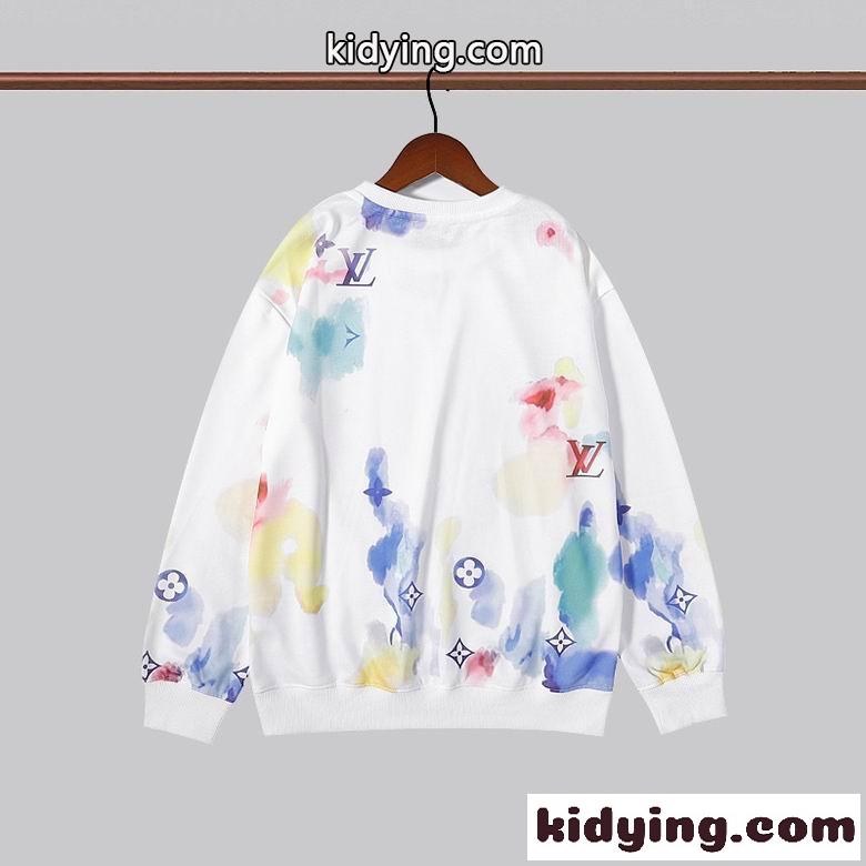 レディース メンズ プリント クールネック プルオーバー ゆったり ルイ・ヴィトン パーカー コピー 長袖Tシャツ-4