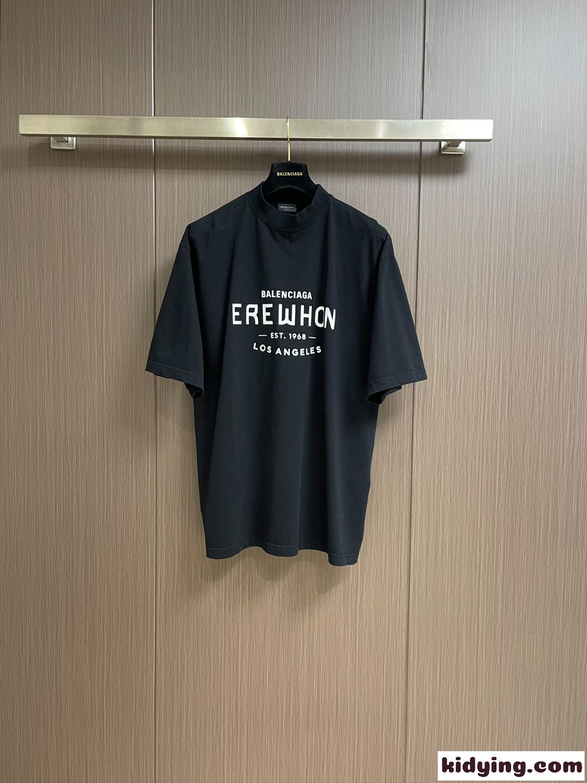 ユニセックス バレンシアガ Tシャツ コピー カジュアル プリント 半袖Tシャツ ブラック-0