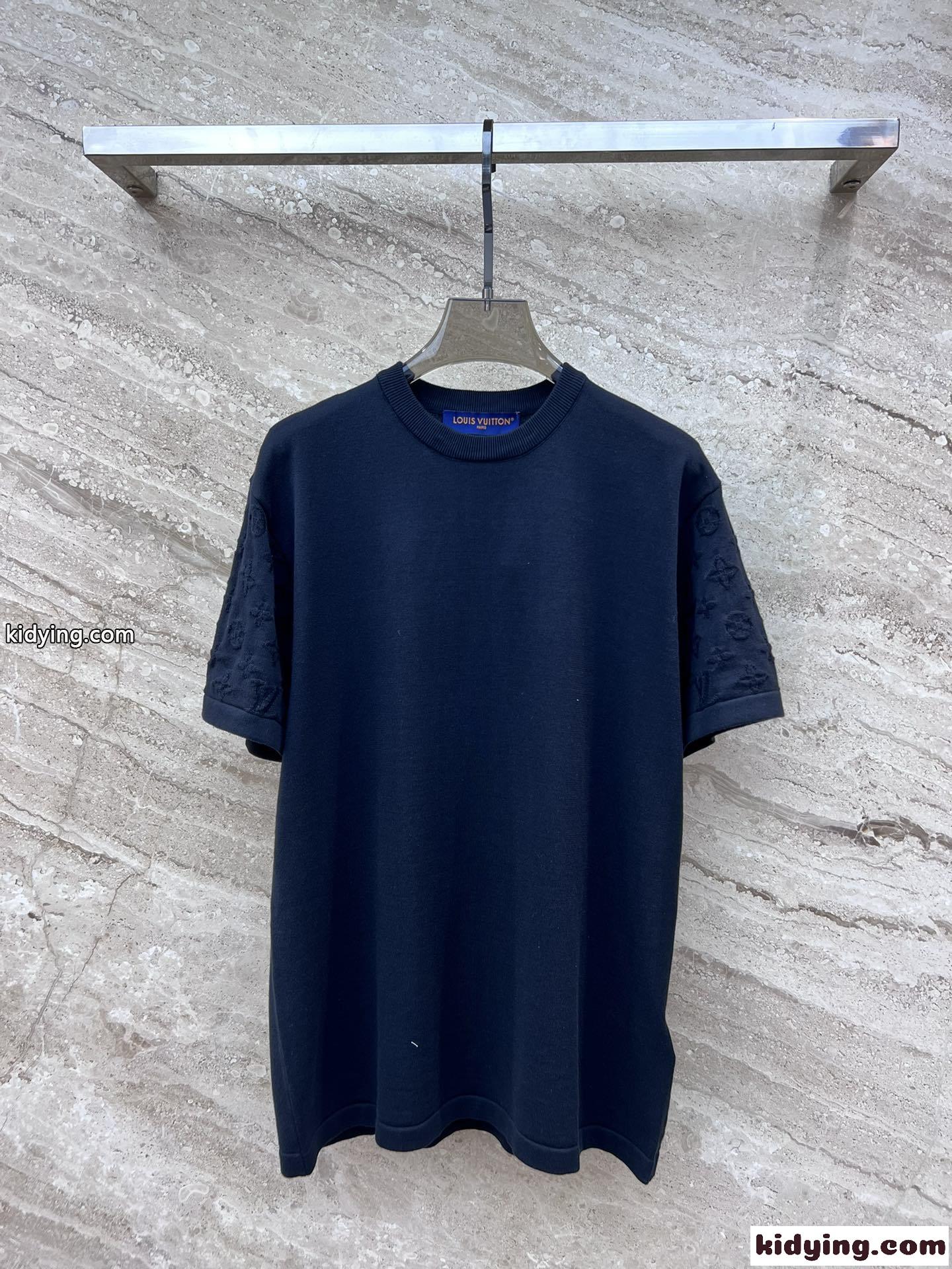 ショートスリーブシグネチャークルーネック ルイ・ヴィトン Tシャツ 偽物 ネイビー-0