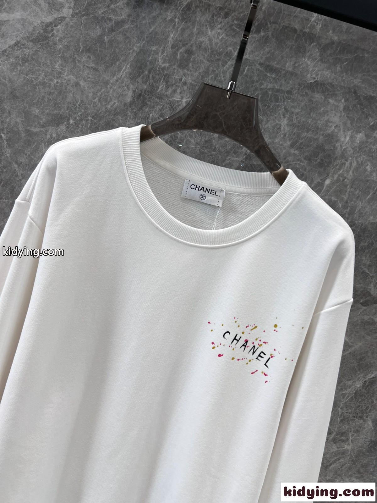 カジュアル プリント コットン スウェットシャツ シャネル Tシャツ コピー ホワイト-3