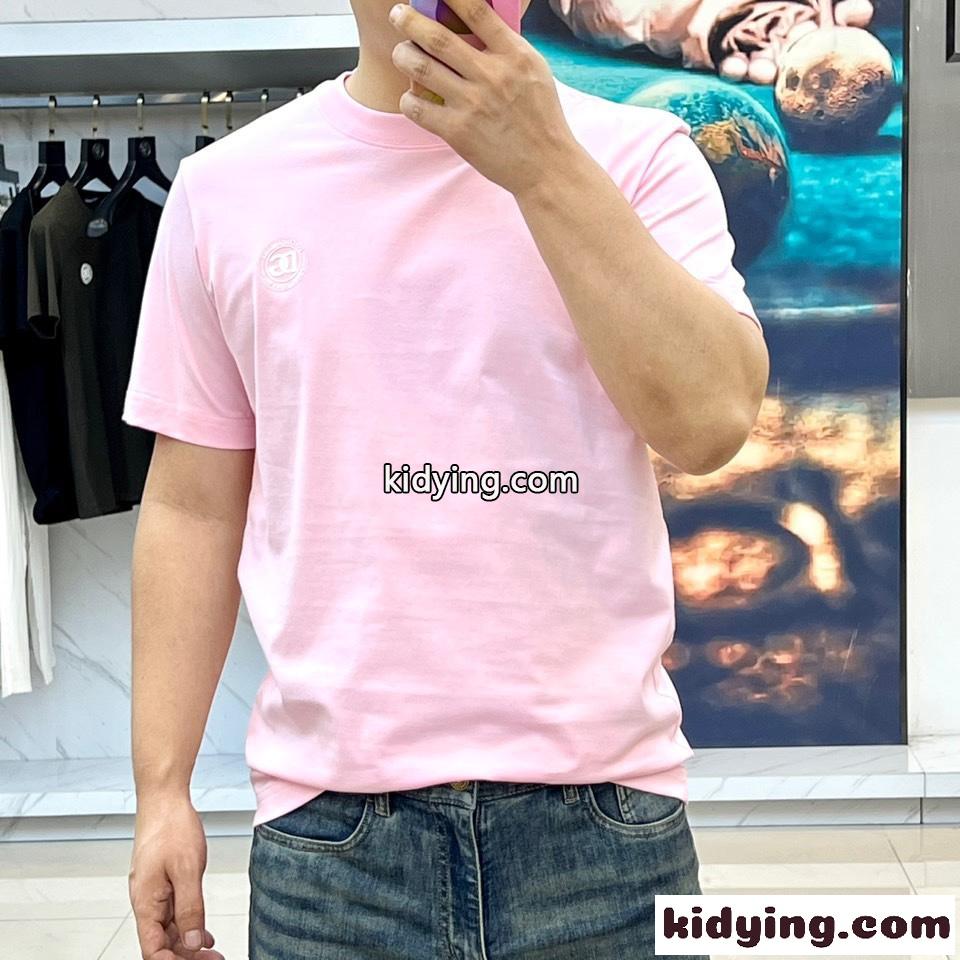 シンプル ロゴ入り クルーネック 半袖Tシャツ ドルチェ&ガッバーナ Tシャツ 偽物 ピンク-1