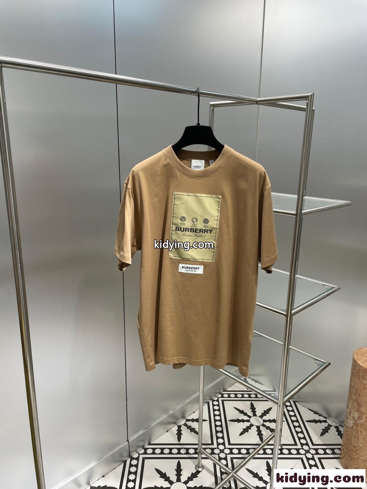 ユニセックス 22AW 人気 新作 ロゴアプリコット クルーネック バーバリー Tシャツ コピー 半袖 コットン-2