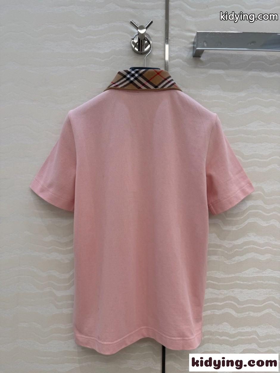 カジュアル コットン 半袖 ポロシャツ バーバリー Tシャツ コピー ピンク-4