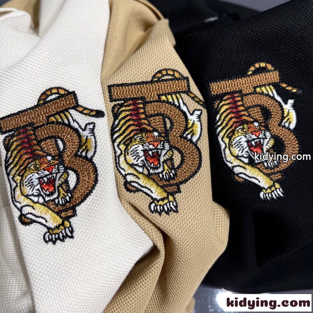 TB タイガー ロゴ ポロシャツ バーバリー 半袖Tシャツ コピー シルケット コットン 快適 トップス-5