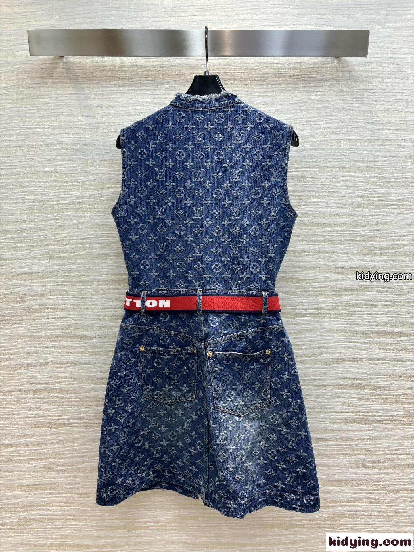 LV x ACモノグラムドレス ルイヴィトン ワンピース コピー デニム ノースリーブ-4