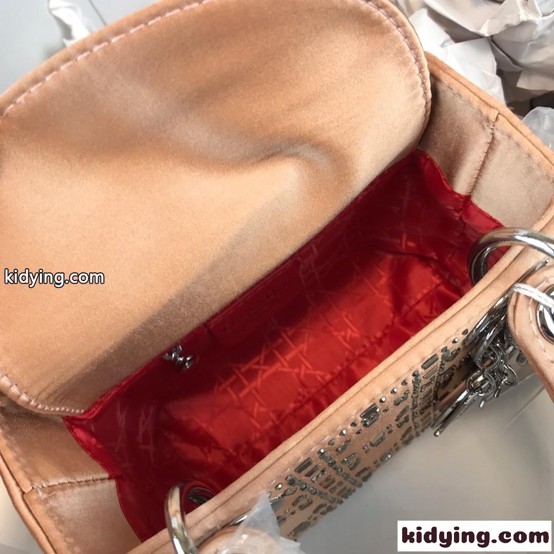 クリスチャン・ディオール バッグ コピー 大人気 LADY DIOR カナージュ サテン ミニバッグ ピンク-5