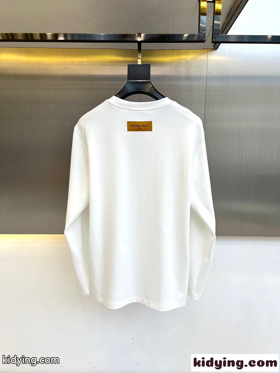ベーシック 合わせやすい ルイヴィトン Tシャツ コピー 快適 長袖Tシャツ ホワイト-3