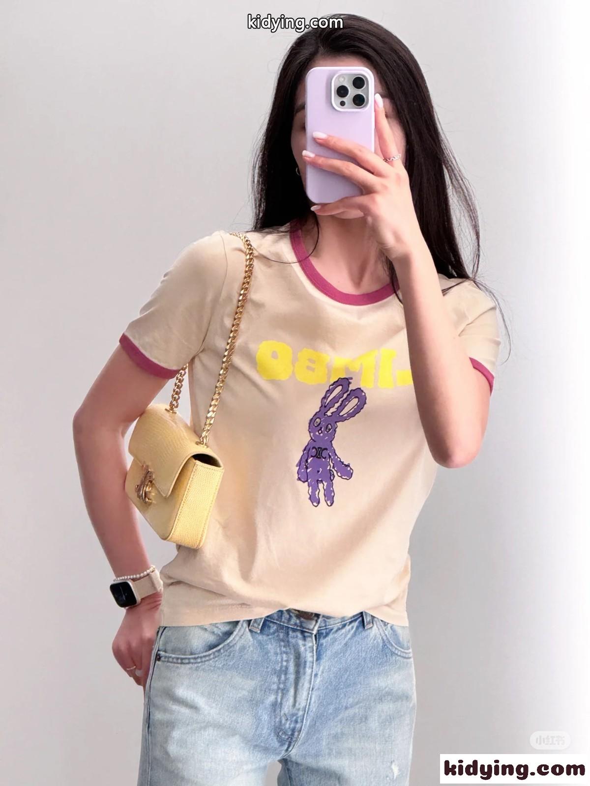 70S コットンTシャツ セリーヌ Tシャツ コピー クルーネック-0