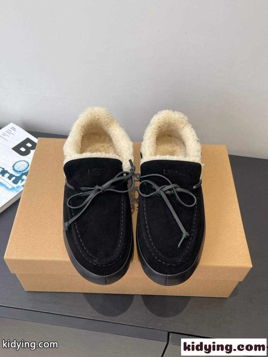 UGG アグ スーパーコピー 大人気 ムートンモカシン スリッポン ブラック-2